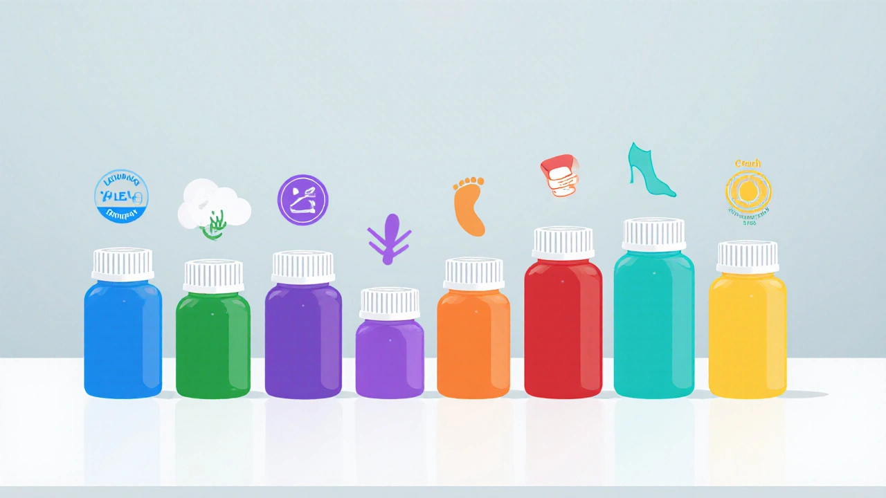 Row of different antihypertensive pill bottles with icons hinting at cost and side effects.