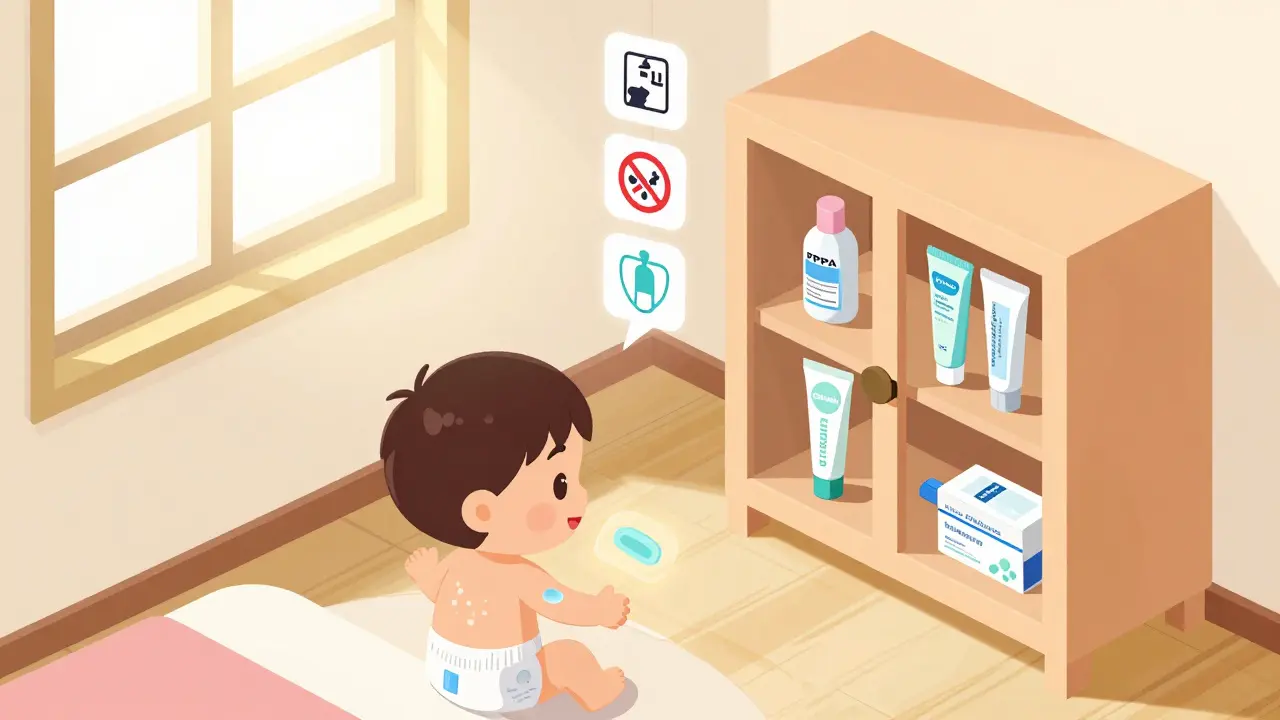 Zinc oxide paste treats diaper rash while risky creams are safely stored away.
