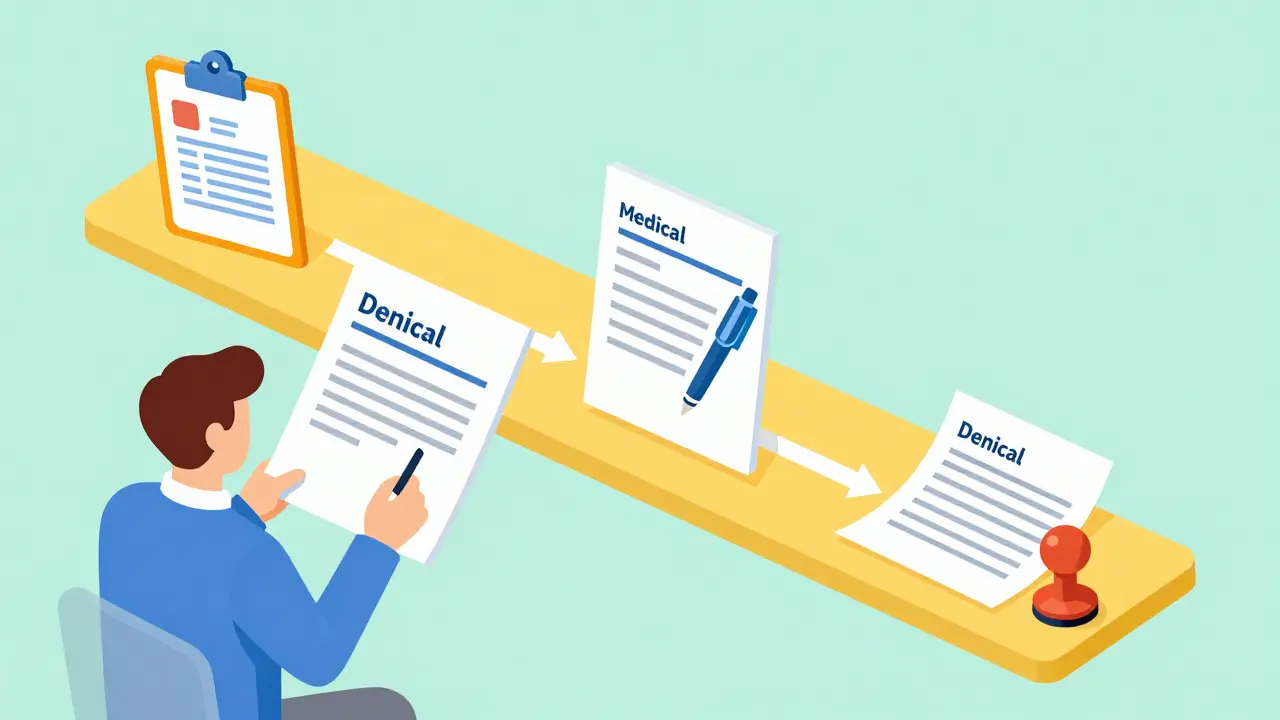 Patient submitting appeal documents to insurance office.