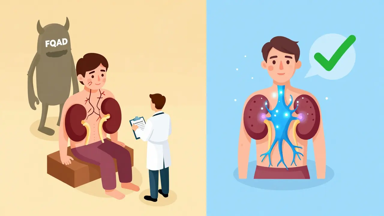 Contrasting paths: dangerous drug combo vs. safe alternatives with glowing organs and medical guidance.