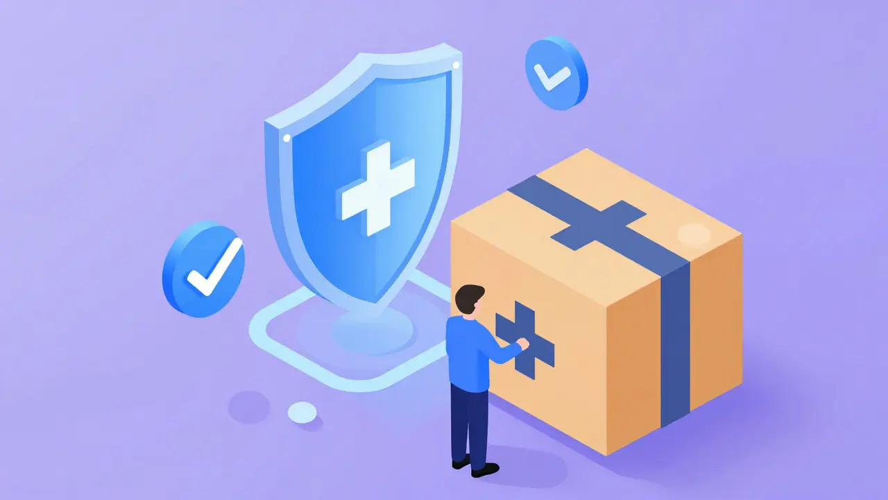 Secure delivery of prescription medication with safety verification symbols